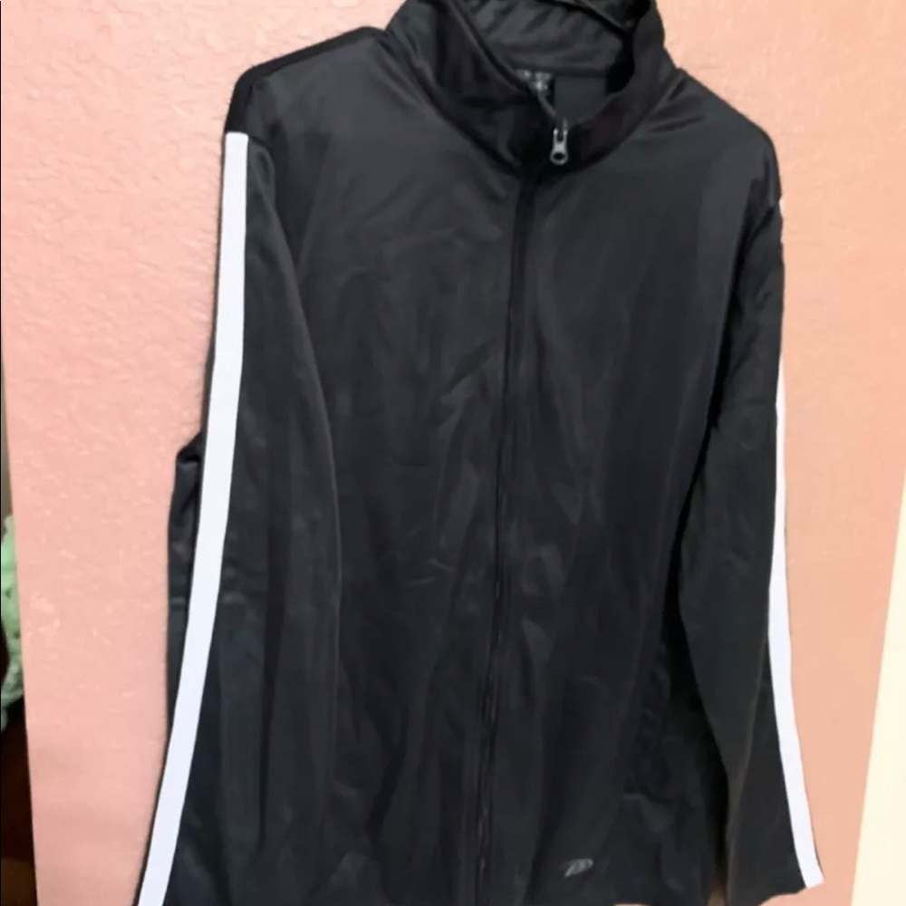 Men's Pro Player M Gray White Stripe Zip Up Jacket